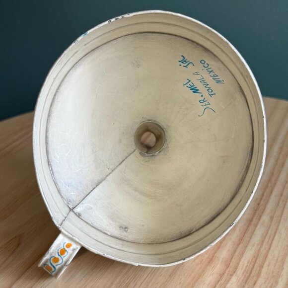 Vintage Tonals Mexican Hand-Painted Funnel By Ser.Mel Tonala Jal Decor - Picture 7 of 9